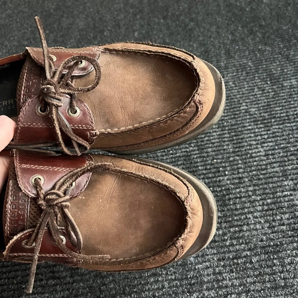 Sperry Billfish Boat Shoe Mens 12 Brown Leather Mesh 3-Eye Loafers preppy career